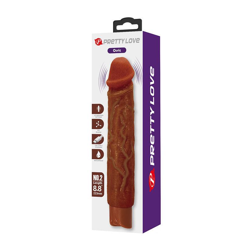 PRETTY LOVE - VIBRADOR REALISTA OWEN 22,5 CM Ø 4,5 CM MARROM