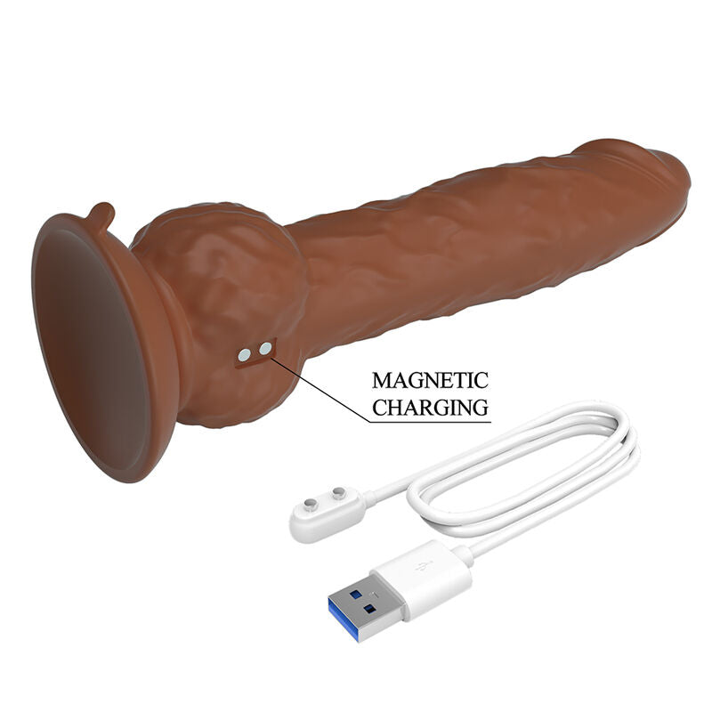 PRETTY LOVE - EREN, DILDO VIBRATÓRIO COM EMPURRAÇÃO, 20,5 CM Ø 4,5 CM, MARROM