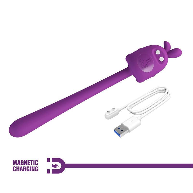 PRETTY LOVE - BASTÃO VIBRADOR FLEXÍVEL COM COELHINHO FOFO, RECARREGÁVEL VIA USB, ROXO