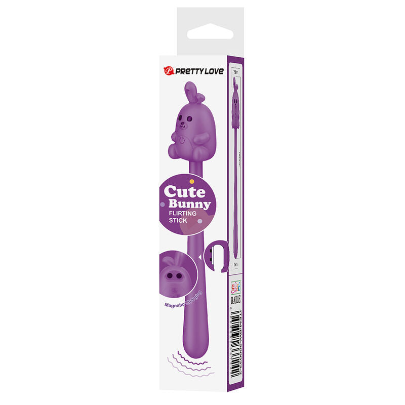 PRETTY LOVE - BASTÃO VIBRADOR FLEXÍVEL COM COELHINHO FOFO, RECARREGÁVEL VIA USB, ROXO