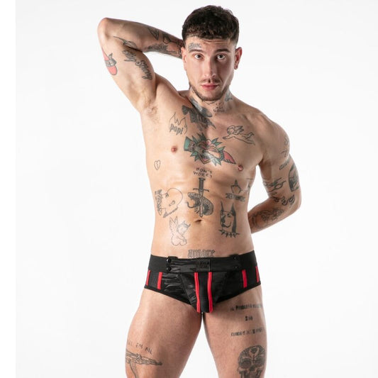 LOCKER GEAR - CUECA JOCK STOCK COM ACESSO MILITAR COMPLETO VERMELHA S