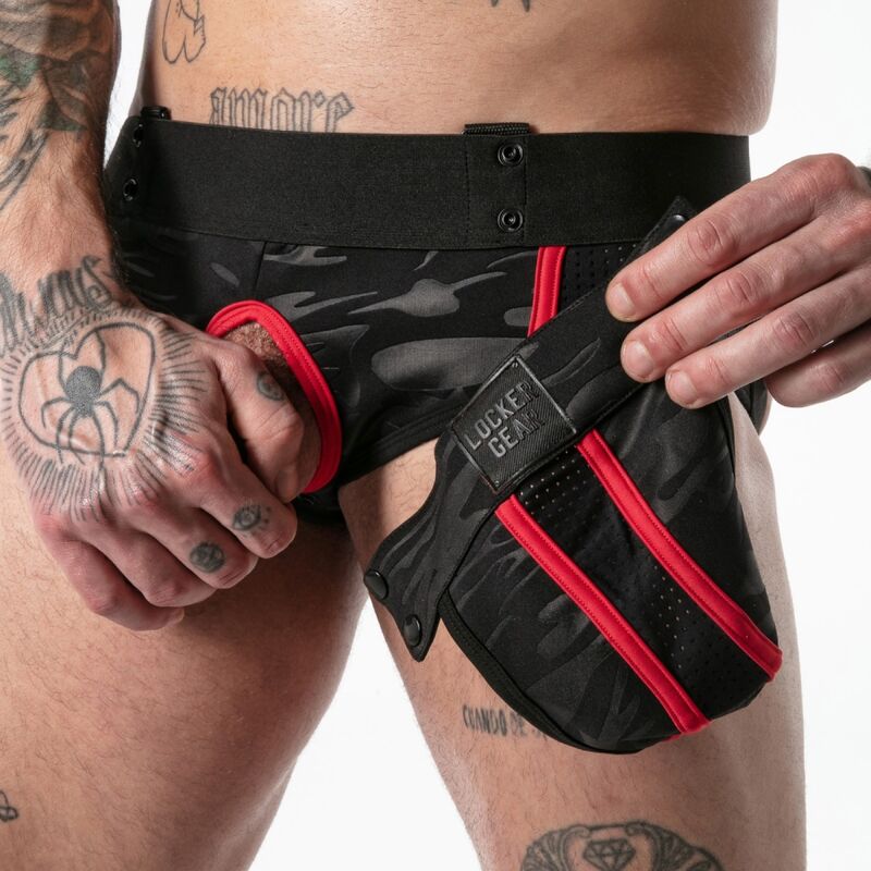 LOCKER GEAR - CUECA SUSTENIDO COM ACESSO MILITAR COMPLETO VERMELHA L