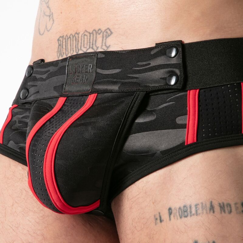 LOCKER GEAR - CUECA SUSTENIDO COM ACESSO MILITAR COMPLETO VERMELHA L