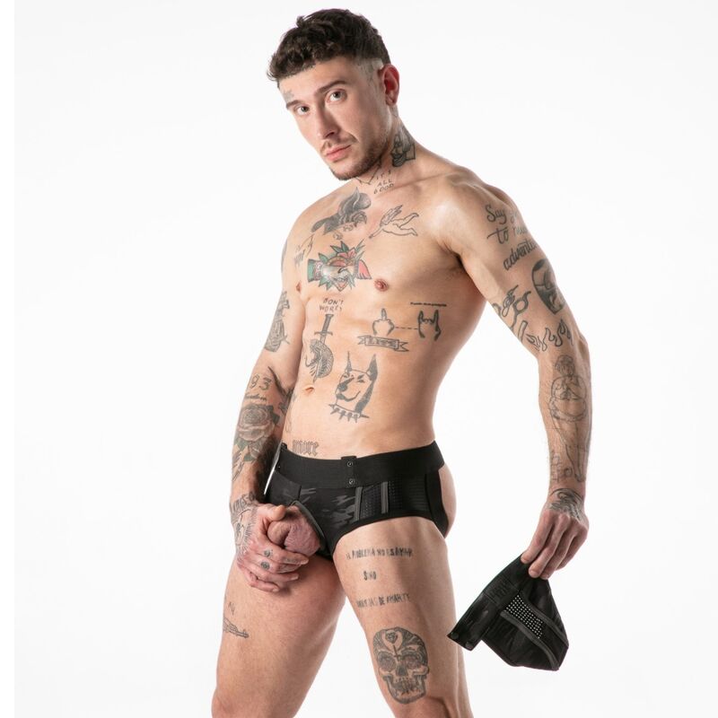 LOCKER GEAR - CUECA JOCK SURF COM ACESSO MILITAR COMPLETO, PRETA, TAMANHO M