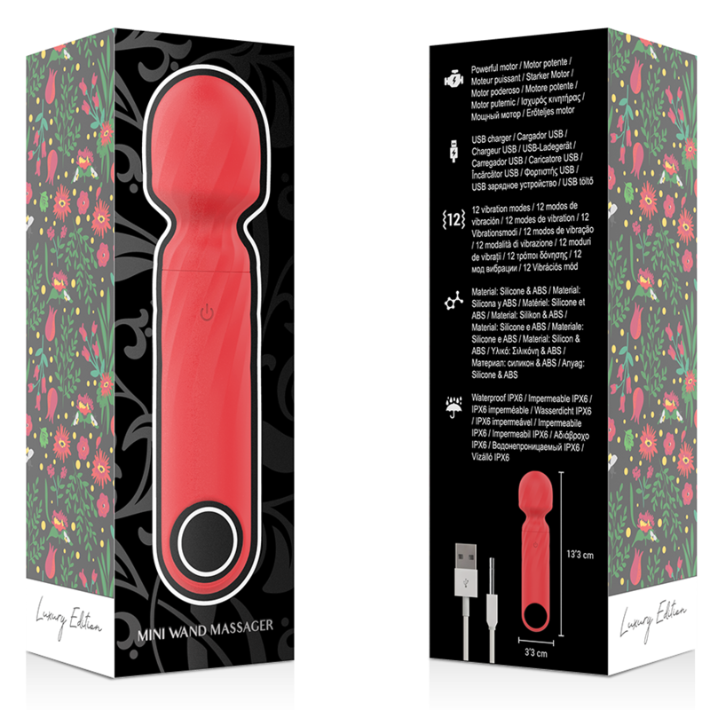 MIA - LUCY ELLEN MINI MASSAGEADOR DE VARINHA RECARREGÁVEL USB VERMELHO