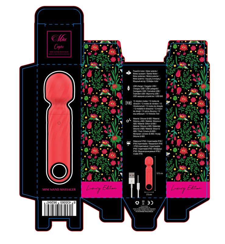 MIA - LUCY ELLEN MINI MASSAGEADOR DE VARINHA RECARREGÁVEL USB VERMELHO