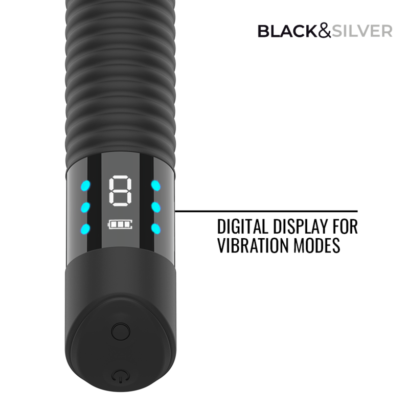 BLACK &amp; SILVER - VIBRADOR JOSEPH RECARREGÁVEL VIA USB COM DISPLAY DE LED PRETO