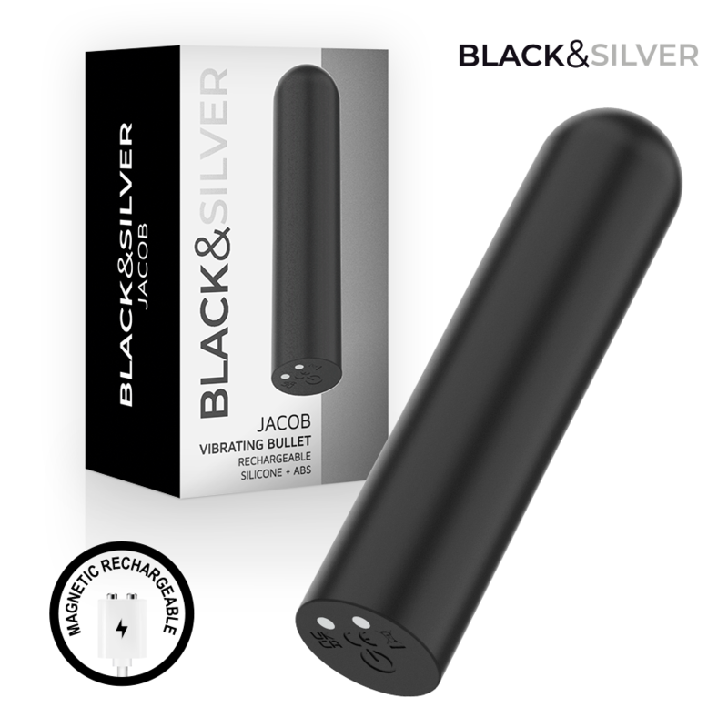 BLACK &amp; SILVER - JACOB VIBRATÓRIO BULLET RECARREGÁVEL POR USB PRETO
