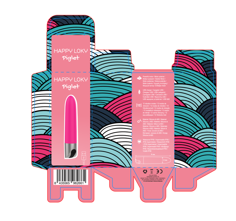 HAPPY LOKY - VIBRADOR MINI RECARREGÁVEL USB PORQUINHO ROSA