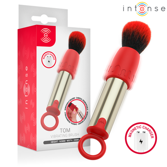 INTENSE - PINCEL DE MAQUIAGEM VIBRATÓRIO RECARREGÁVEL USB TOM, VERMELHO