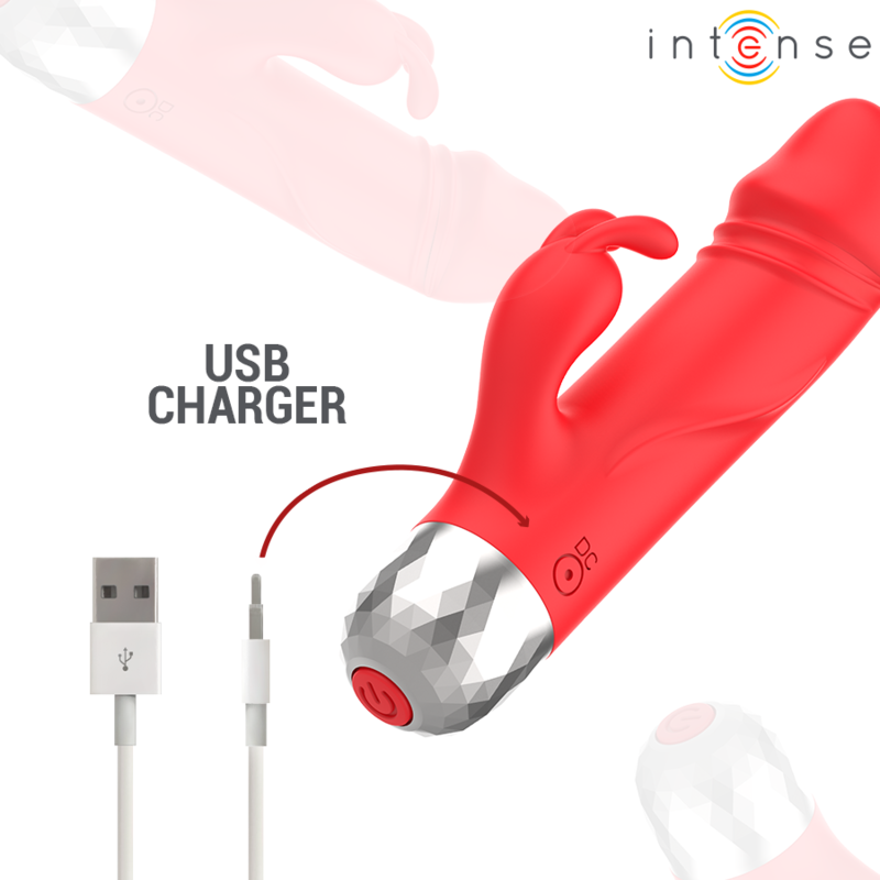 INTENSE - MIKE MINI VIBRADOR COELHO RECARREGÁVEL USB VERMELHO