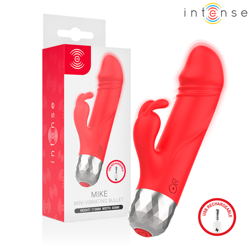 INTENSE - MIKE MINI VIBRADOR COELHO RECARREGÁVEL USB VERMELHO