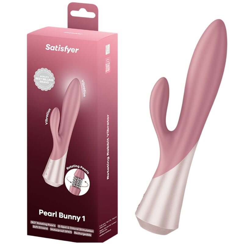 SATISFYER - PEARL BUNNY 1 VIBRADOR COELHO COM PÉROLAS GIRATÓRIAS TERRACOTA