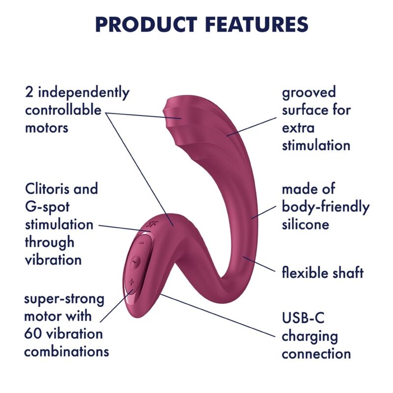 SATISFYER - G FOR GODDESS 3 VIBRADOR DE DUPLA ESTIMULAÇÃO BORGONHA