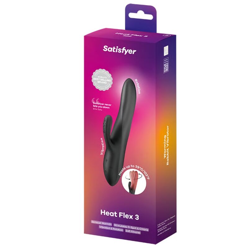 SATISFYER - HEAT FLEX 3 VIBRADOR COELHO AQUECIDO PRETO