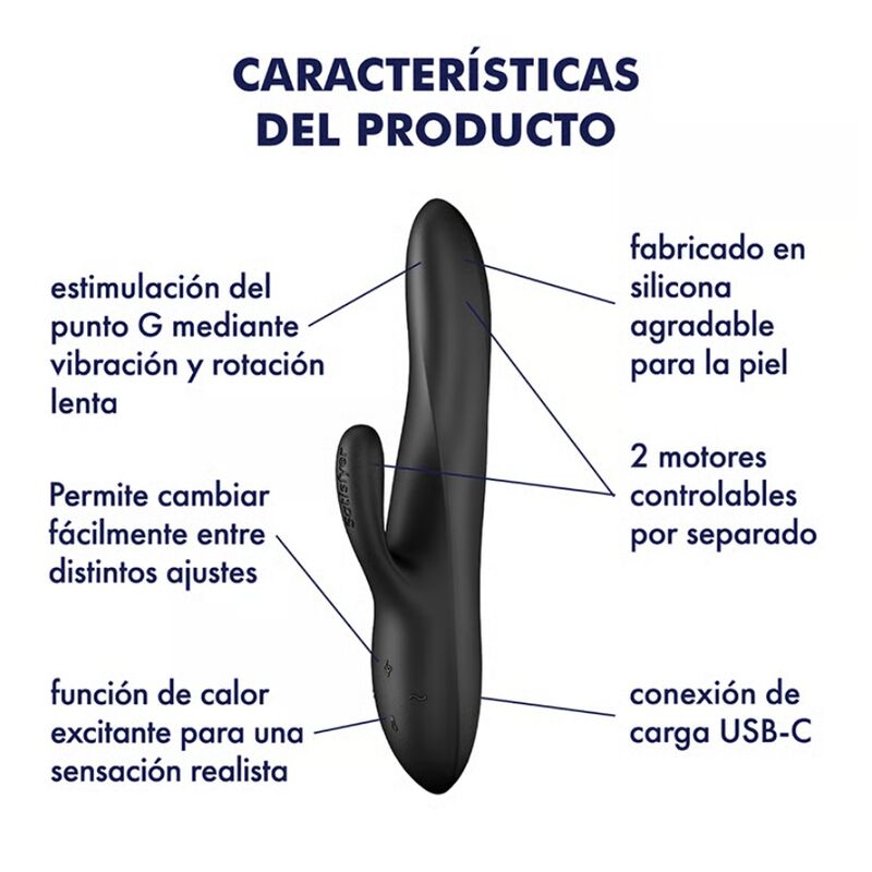 SATISFYER - HEAT FLEX 3 VIBRADOR COELHO AQUECIDO PRETO