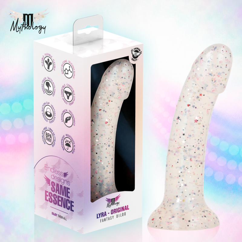 MYTHOLOGY - LYRA 1 DILDO DE SILICONE COM VENTOSA 19 CM -Ø- 3,3 CM CONFETE FÚCSIA