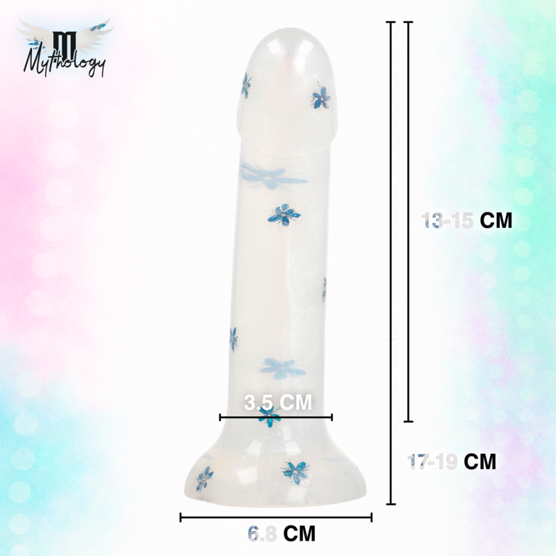 MYTHOLOGY - LYRA 4 DILDO DE SILICONE 17 CM Ø 3,6 CM FLORES TRANSPARENTES