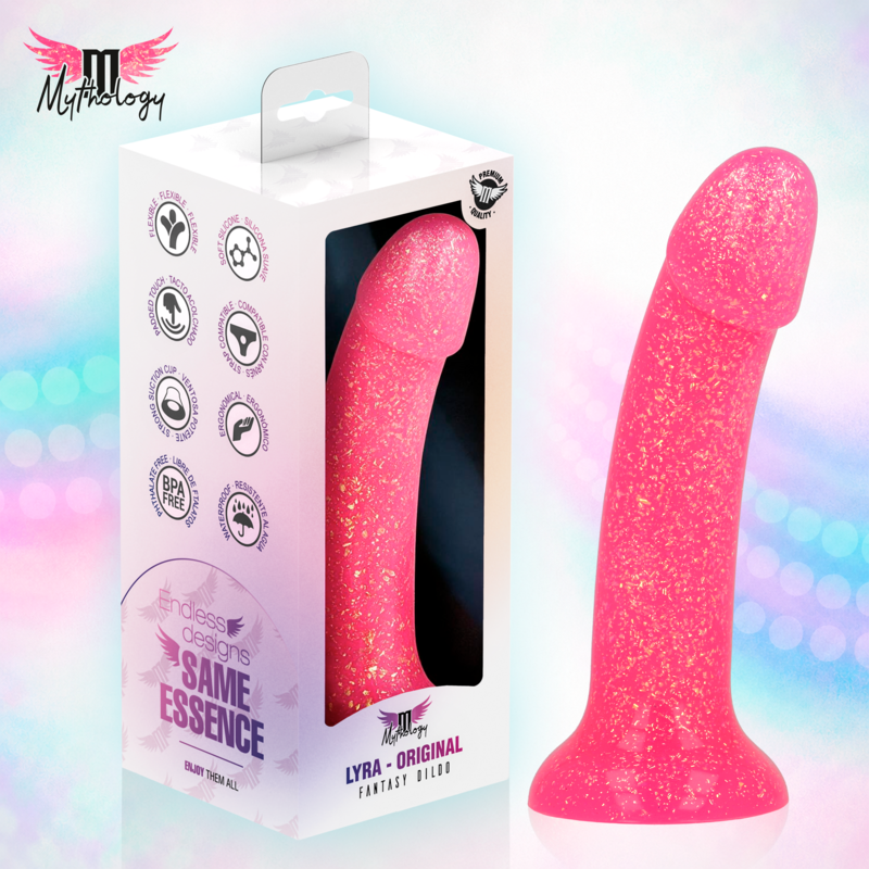 MYTHOLOGY - LYRA 7 DILDO DE SILICONE 17 CM Ø 3,6 CM ROSA DOURADO COM PONTOS