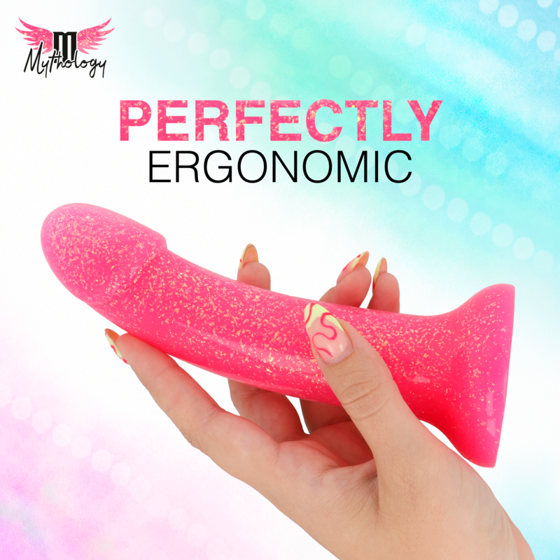 MYTHOLOGY - LYRA 7 DILDO DE SILICONE 17 CM Ø 3,6 CM ROSA DOURADO COM PONTOS