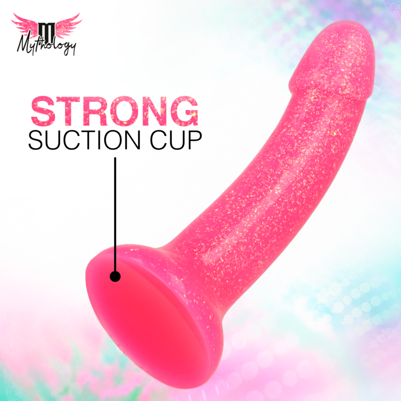 MYTHOLOGY - LYRA 7 DILDO DE SILICONE 17 CM Ø 3,6 CM ROSA DOURADO COM PONTOS