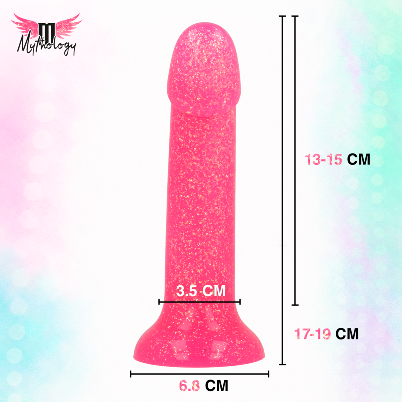 MYTHOLOGY - LYRA 7 DILDO DE SILICONE 17 CM Ø 3,6 CM ROSA DOURADO COM PONTOS