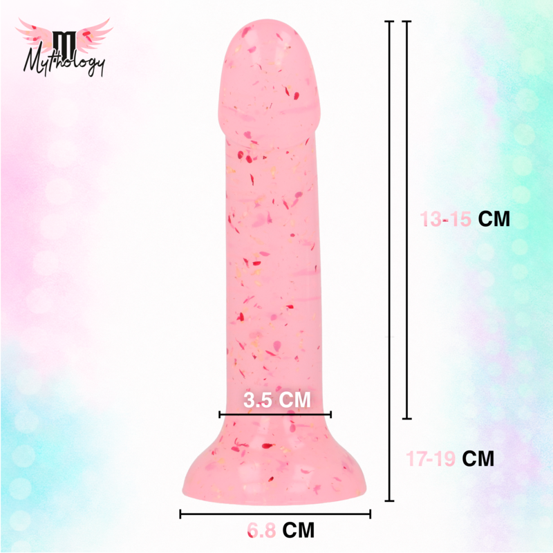 MYTHOLOGY - LYRA 9 DILDO DE SILICONE 17 CM Ø 3,6 CM TRANSPARENTE ROSA VERMELHO COM PINTAS