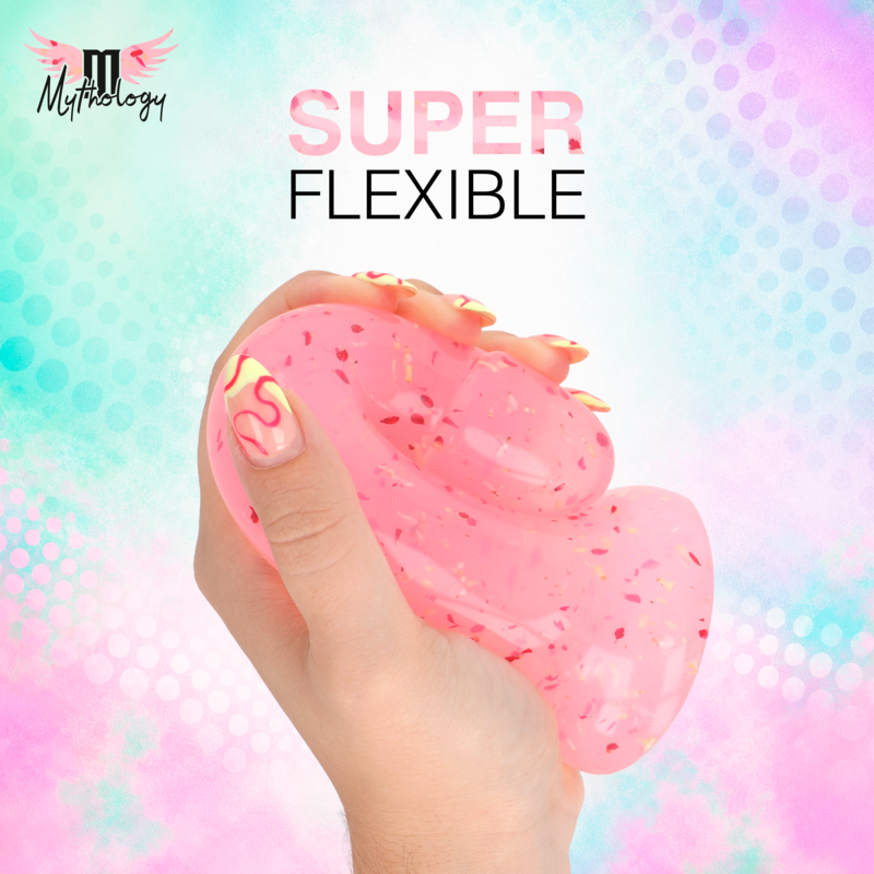 MYTHOLOGY - LYRA 9 DILDO DE SILICONE 17 CM Ø 3,6 CM TRANSPARENTE ROSA VERMELHO COM PINTAS