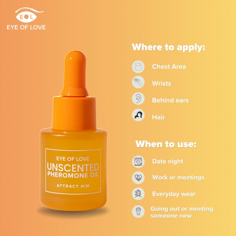 EYE OF LOVE - ÓLEO PERFUMADO COM FEROMÔNIOS PARA MULHERES, SEM FRAGRÂNCIA, 20 ML