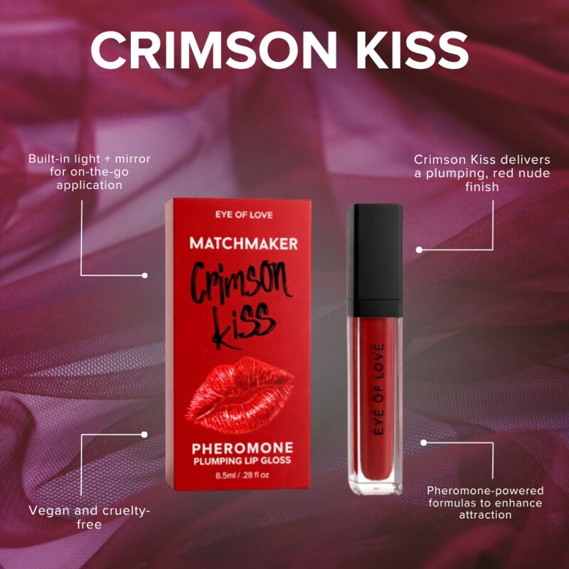 EYE OF LOVE - MATCHMAKER CRIMSON KISS BRILHO LABIAL VERMELHO COM EFEITO VOLUMIZADOR E FEROMÔNIOS 8,5 ML