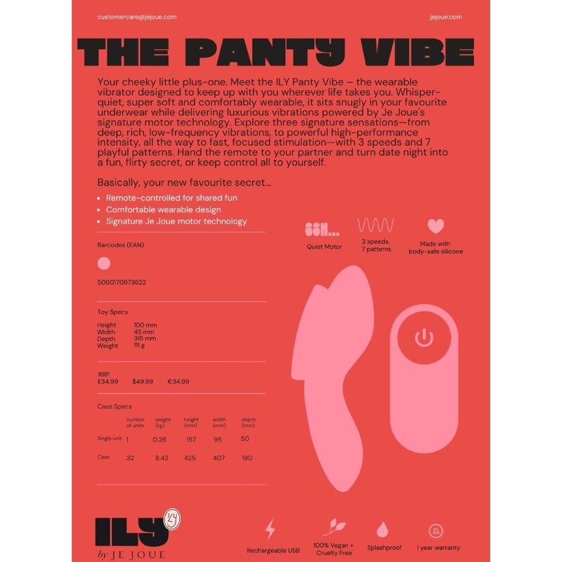 JE JOUE - ILY PANTY VIBE VIBRADOR ÍNTIMO COM CONTROLE REMOTO