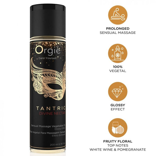 ORGIE - ÓLEO VEGETAL PARA MASSAGEM SENSUAL COM NÉCTAR DIVINO TÂNTRICA 200 ML