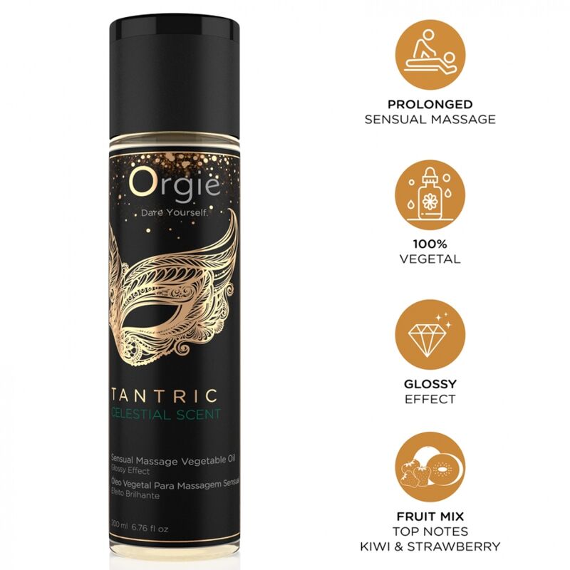 ORGIE - ÓLEO VEGETAL PARA MASSAGEM SENSUAL COM AROMA CELESTIAL TÂNTRICA 200 ML