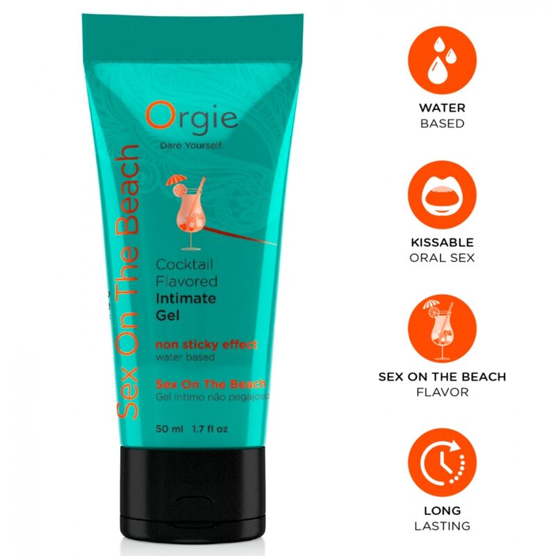 ORGIE - LUBRIFICANTE EM TUBO COQUETEL SEXO NA PRAIA BEIJÁVEL GEL ÍNTIMO À BASE DE ÁGUA 50 ML