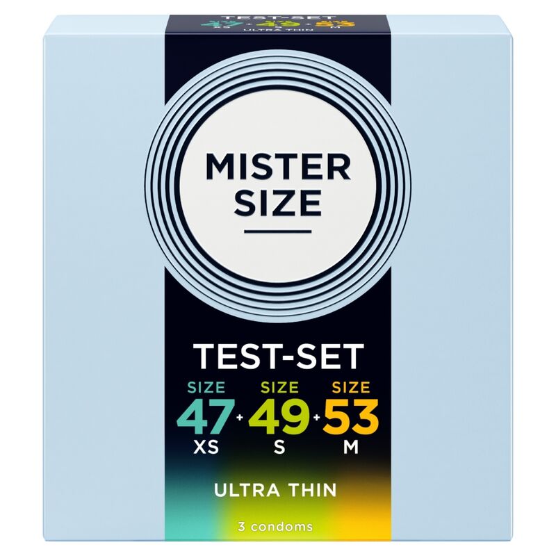 MISTER SIZE - PACOTE DE AMOSTRA DE PRESERVATIVO TAMANHO 47-49-53 MM (3 UNIDADES)