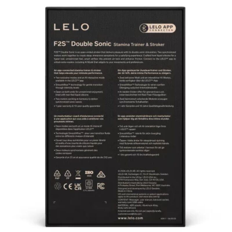 LELO - F2S DUPLO SÔNICO PARA HOMENS COM DUPLA ESTIMULAÇÃO SÔNICA AZUL-PETRÓLEO