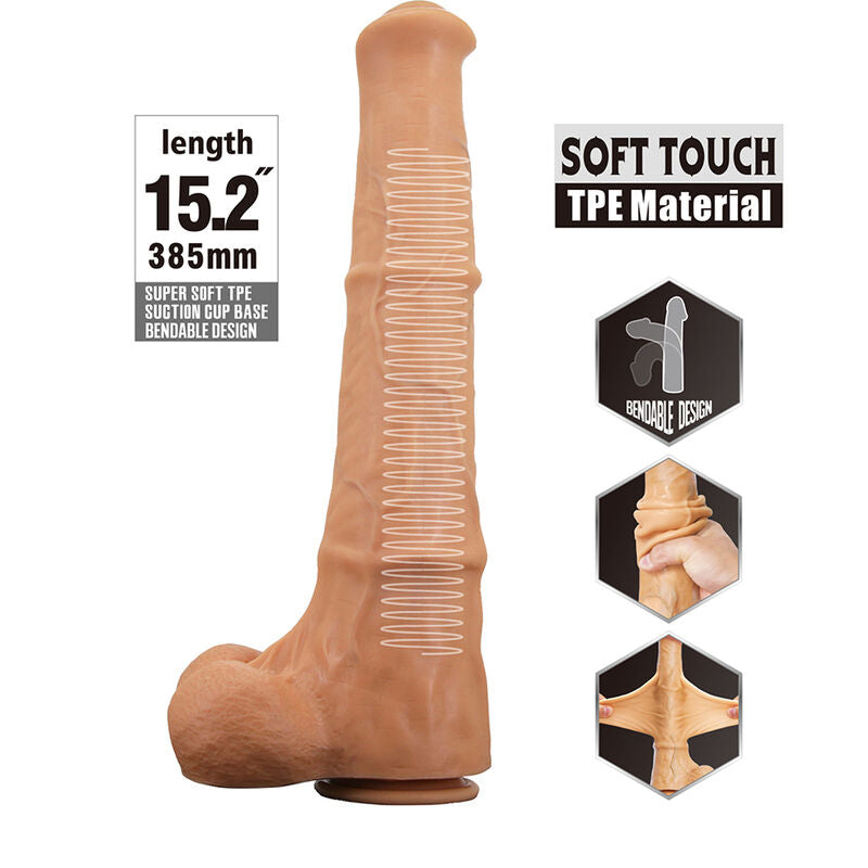 PRETTY LOVE - BENOIT DILDO REALISTA COM TOQUE SUAVE E PELE DESLIZANTE  38,5 CM NATURAL