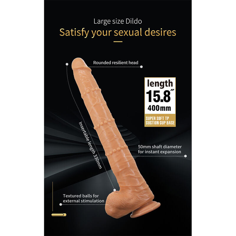 PRETTY LOVE - BRAM DILDO REALISTA DE TOQUE SUAVE COM PELE DESLIZANTE 40 CM NATURAL
