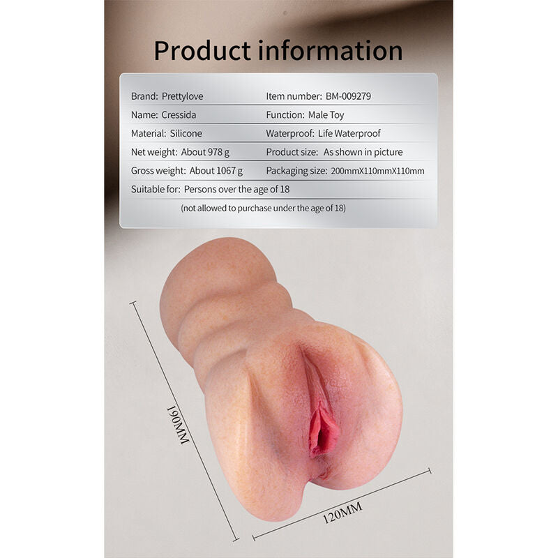 PRETTY LOVE - CRESSIDA COMPACTO MASTURBADOR DE VAGINA REALISTA EM SILICONE NATURAL