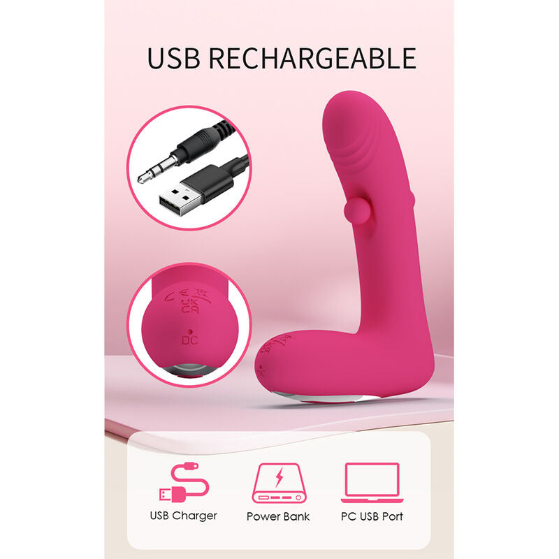 PRETTY LOVE - DUDEN VIBRADOR DE SILICONE RECARREGÁVEL COM 12 MODOS DE VIBRAÇÃO E 3 MODOS DE BALANÇO, ROSA.