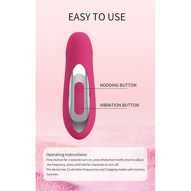 PRETTY LOVE - DUDEN VIBRADOR DE SILICONE RECARREGÁVEL COM 12 MODOS DE VIBRAÇÃO E 3 MODOS DE BALANÇO, ROSA.
