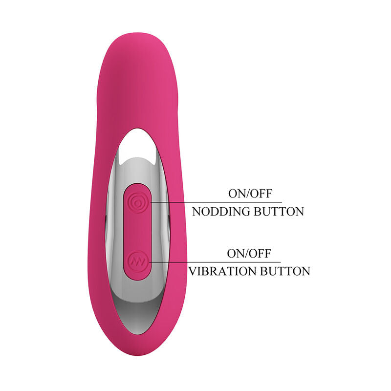 PRETTY LOVE - DUDEN VIBRADOR DE SILICONE RECARREGÁVEL COM 12 MODOS DE VIBRAÇÃO E 3 MODOS DE BALANÇO, ROSA.