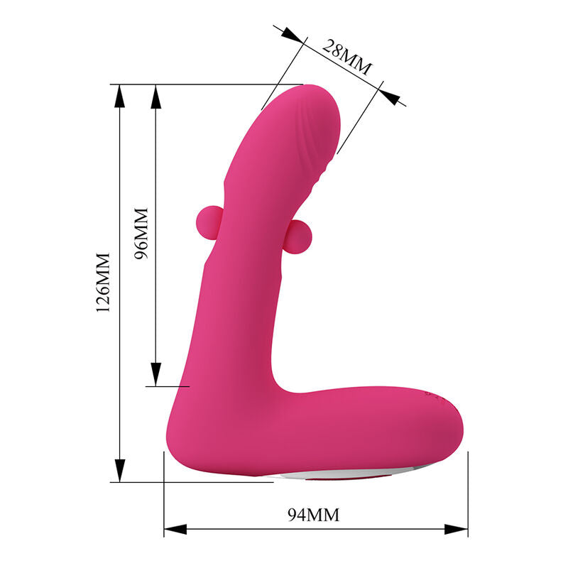 PRETTY LOVE - DUDEN VIBRADOR DE SILICONE RECARREGÁVEL COM 12 MODOS DE VIBRAÇÃO E 3 MODOS DE BALANÇO, ROSA.