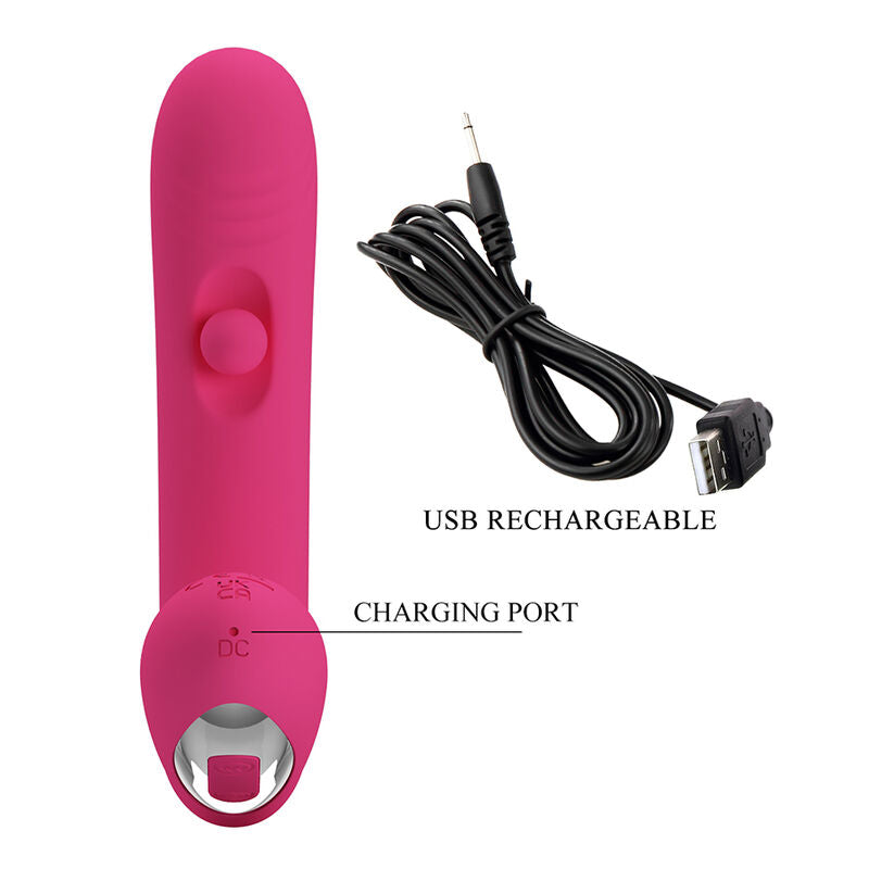 PRETTY LOVE - DUDEN VIBRADOR DE SILICONE RECARREGÁVEL COM 12 MODOS DE VIBRAÇÃO E 3 MODOS DE BALANÇO, ROSA.