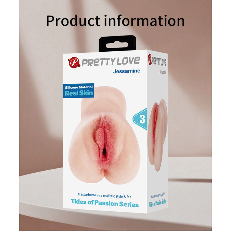 PRETTY LOVE - JESSAMINE MASTURBADOR VAGINAL DE SILICONE REALISTA, COMPACTO, NATURAL