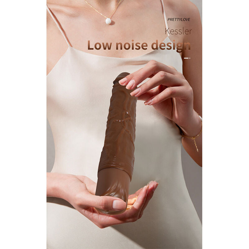 PRETTY LOVE - KESSLER VIBRADOR REALISTA COM 10 MODOS DE VIBRAÇÃO E 10 INTENSIDADES, 22 CM, MARROM