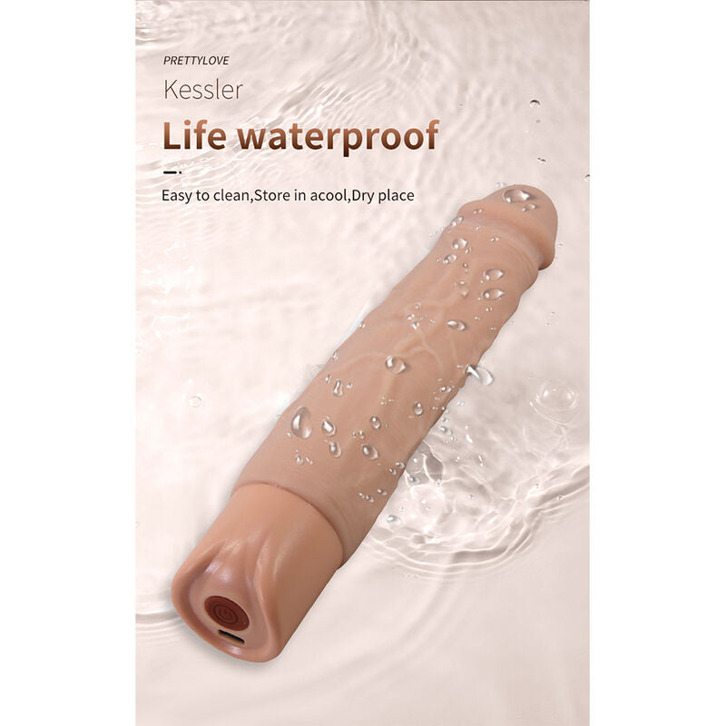 PRETTY LOVE - KESSLER DILDO VIBRATÓRIO REALISTA COM 10 MODOS DE VIBRAÇÃO E 10 NÍVEIS DE PROFUNDIDADE, 22 CM NATURAL