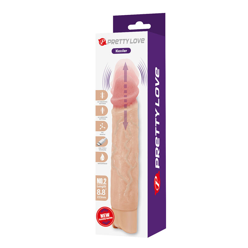 PRETTY LOVE - KESSLER DILDO VIBRATÓRIO REALISTA COM 10 MODOS DE VIBRAÇÃO E 10 NÍVEIS DE PROFUNDIDADE, 22 CM NATURAL