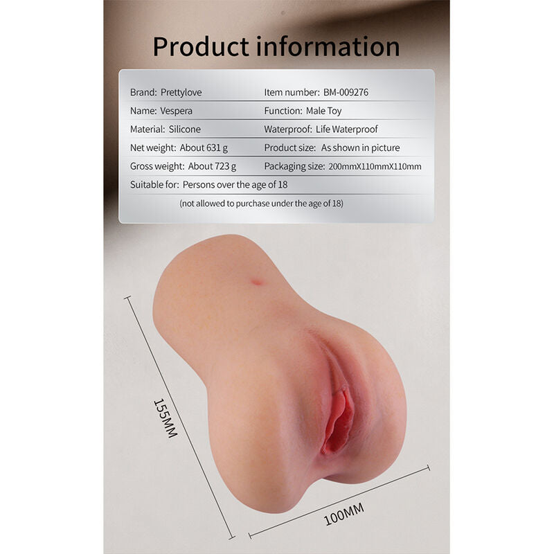 PRETTY LOVE - VESPERA COMPACT, MASTURBADOR DE VAGINA REALISTA EM SILICONE NATURAL