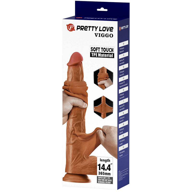 PRETTY LOVE - VIGGO DILDO DESLIZANTE COM TOQUE SUAVE E REALISTA, 36,5 CM MARROM